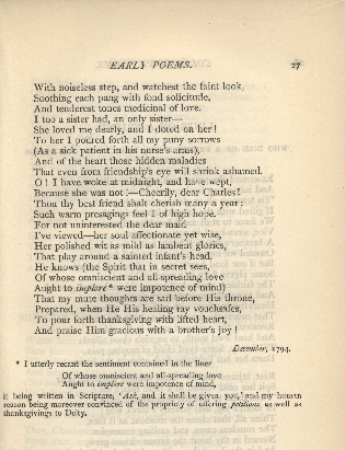 Coleridge, Poetical Works, To Charles Lamb Note