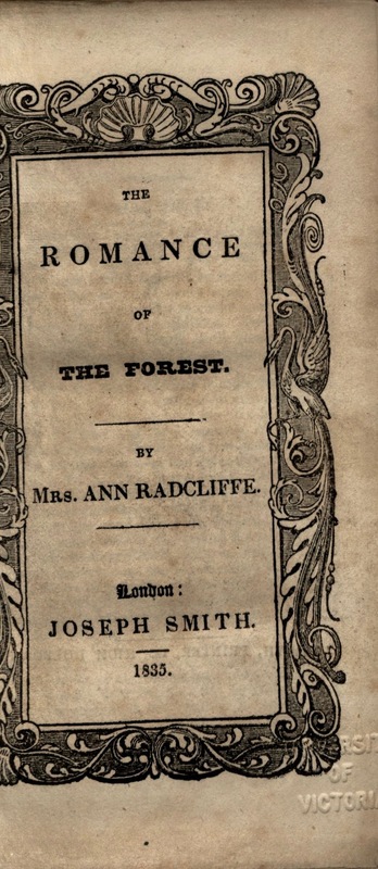 <em>The Romance of the Forest</em> Title Page, 1835.