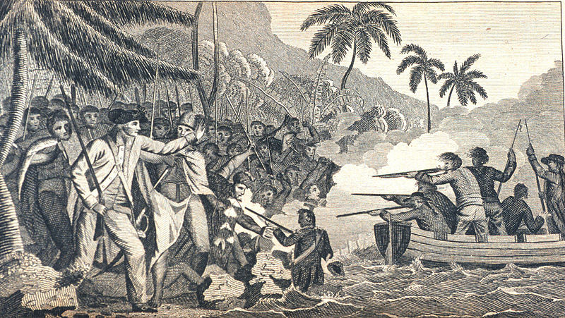 The death of Captain James Cook at Kealakekua Bay, Hawaii