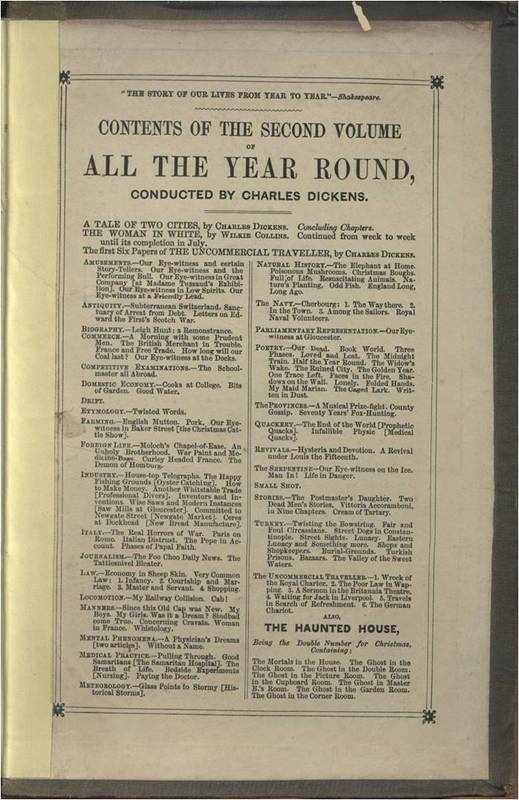 <em>All the Year Round </em>vol II Table of Contents