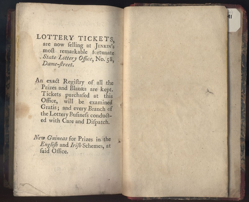 Advertisement for Lottery Tickets Sold by C. Jenkin