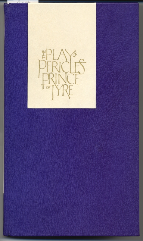 Purple leather front cover of <em>The Play of Pericles Prince of Tyre</em>