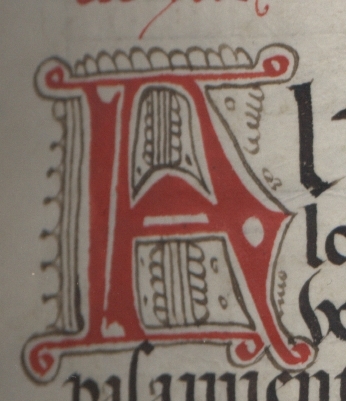 Decorated capital letter A. <em>Regla de la Sagrada Orden de Penitencia. </em>
