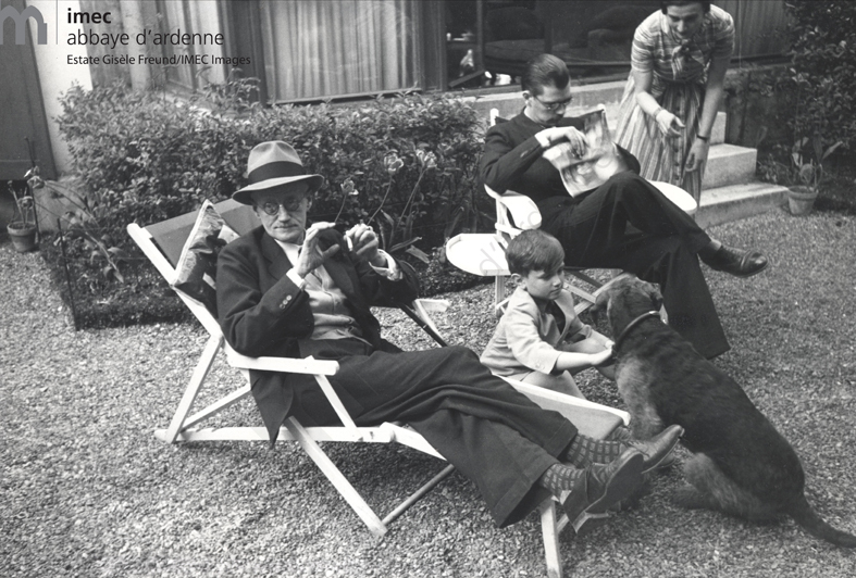 James Joyce, his grandson Stephen with dog Schiap, Georgio and his wife Helen Fleischmann