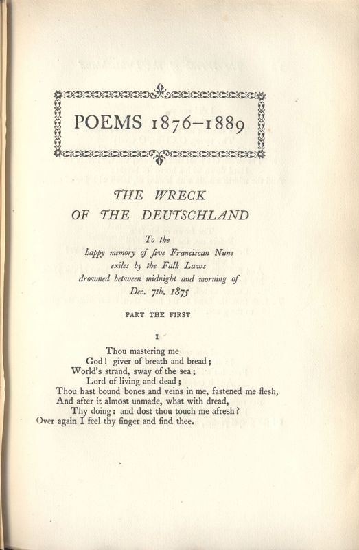 First page of "The Wreck of the Deutschland"