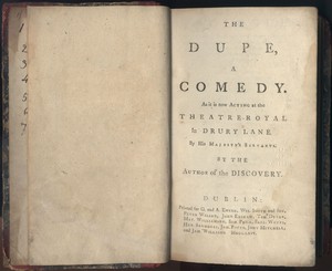Title Page of <em>The Dupe </em>by Frances Chamberlain Sheridan