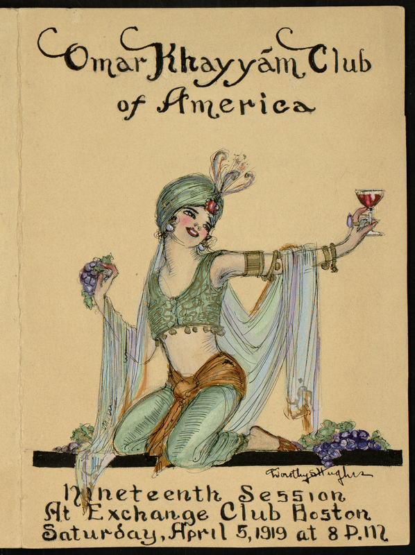 Souvenir menu for the annual dinner of The Omar Khayyam Club of America, 1919 (Image courtesy of the Harry Ransom Center)<br />
