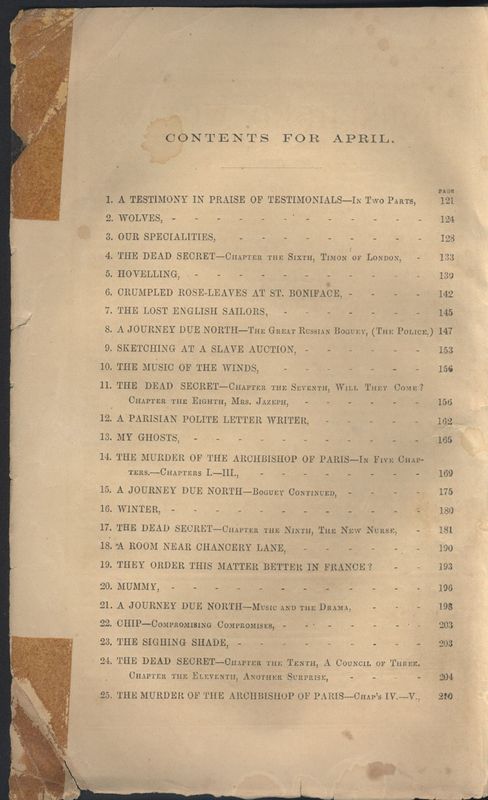 Household Words Table of Contents