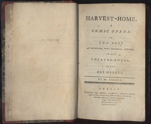 Title Page of <em>Harvest-Home </em>by Charles Dibdin