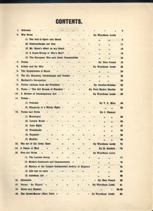 Table of Contents from Blast: the War Number
